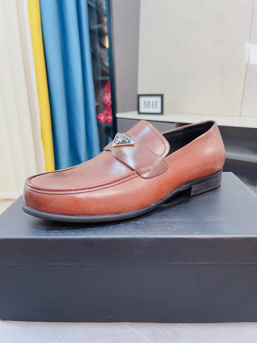 Men's shoes 💰540🌹🌹【PRADA Leather Shoes】Top purchasing agency Original imported Italian custom-made open-edge beaded cowhide leather surface, fully imported water-dyed breathable cowhide lining, original factory special molded sole super comfortable, size: 38-44